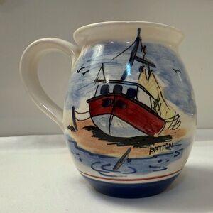 Signed Studio Pottery Handmade - Nautical Ceramic Mug - Stoneware